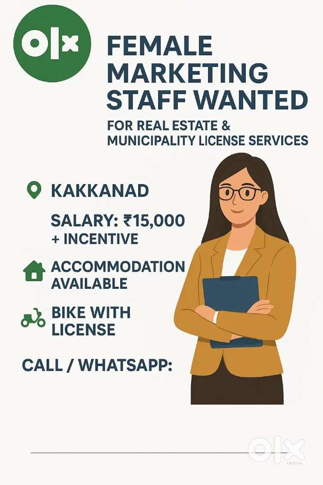Wanted female real-estate and municipal licence service staff.