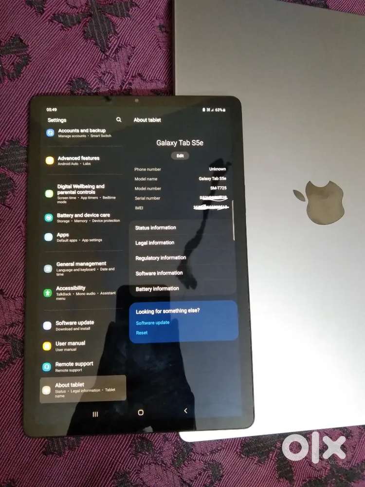 Samsung tablet S5e tab 4GB RAM / 64GB storage
