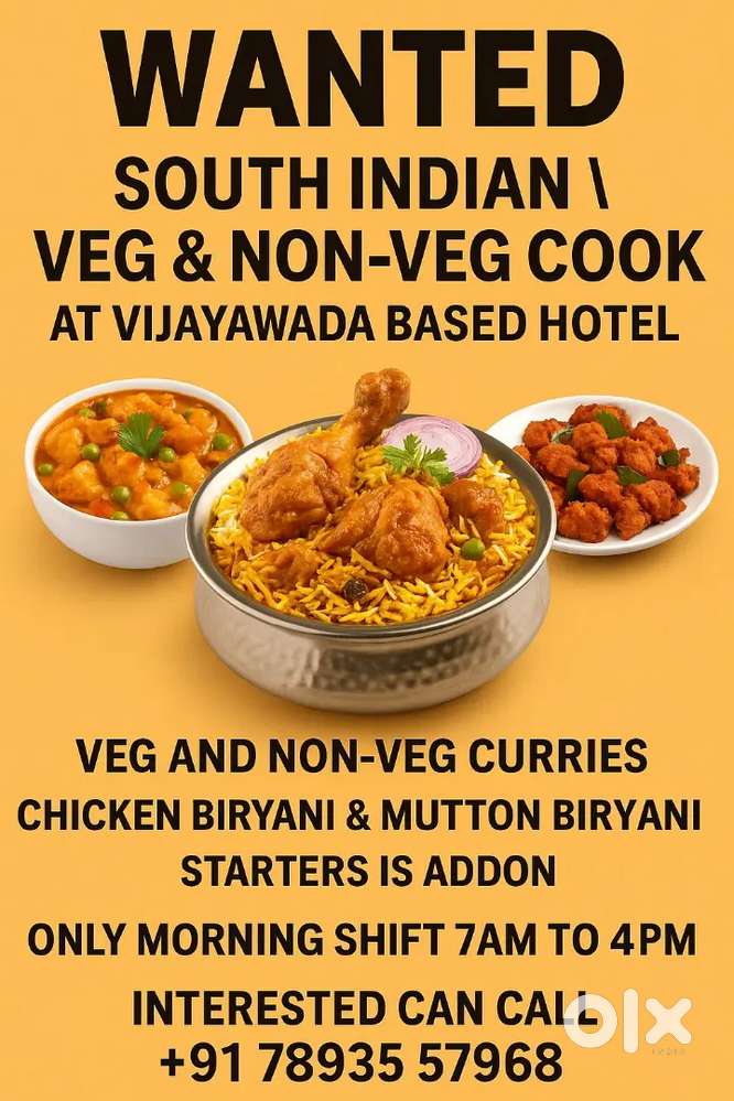 Wanted south Indian master for our restaurant