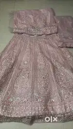 Elegant Baby Pink Semi-stitched Heavy Embroidered Lehenga