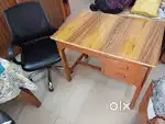 One solid wood  table and chair