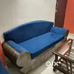 Modern Blue Velvet Sofa Set - Stylish & Comfortable, Great Condition