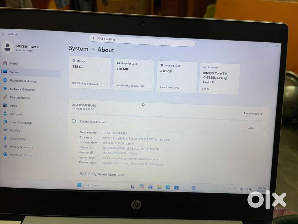 HP PROBOOK 430 G6 with finger prints lock