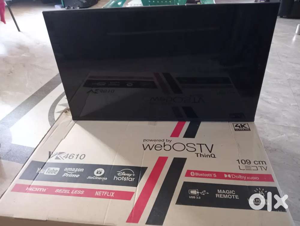 43 inch, 109 CM 4K ultra HD, LG WebOSTV Thinq,