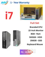 Monitor  Keyboard Mouse  Ram - 8GB DDR3  SSD - 128GB  HDD - 500GB