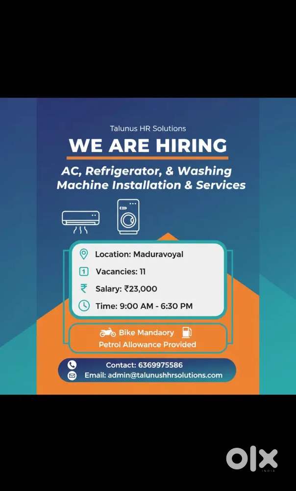 A/c, fridge, washing machine service & installation For chennai