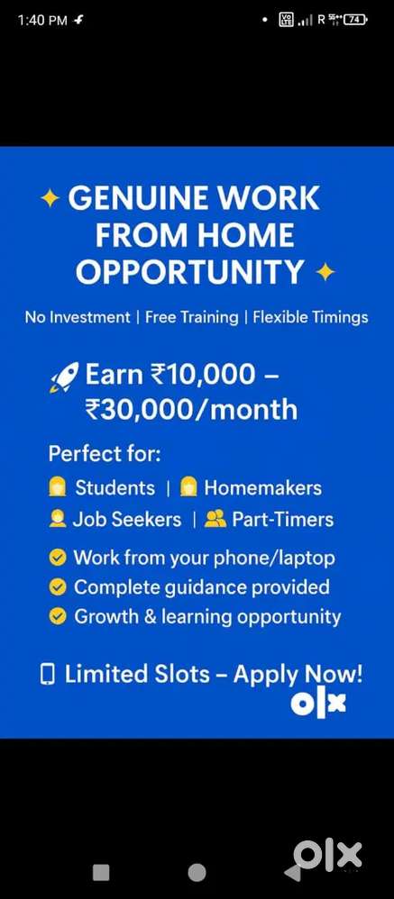 Work from home job Housewife . Student