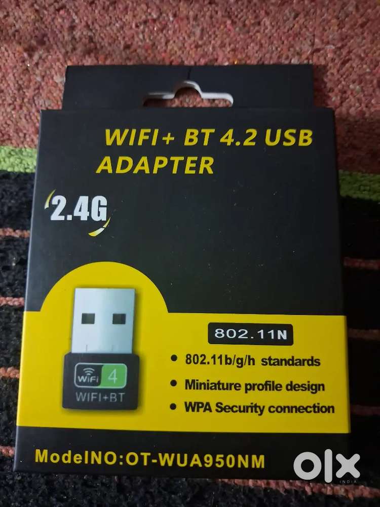 WiFi + Bluetooth 4.2 USB Adapter (2.4GHz, Plug & Play)