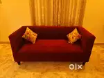 Sofa Set - One 3 Seater + 2 Single Seater + 4 Cushions