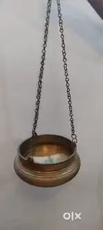 Antique pair Brass hanging oil pots
