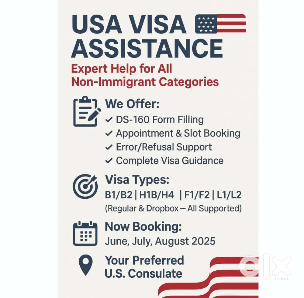 USA visa assistance and slot booking services available