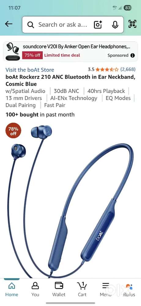 Boat 210ANC neckband in brand new condition