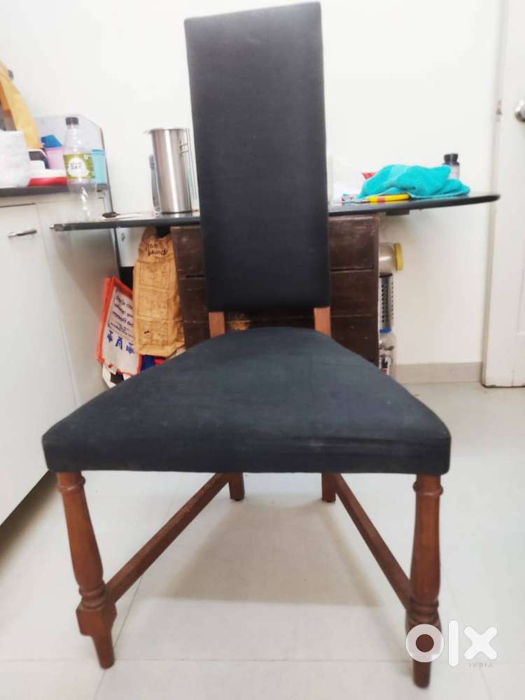 Pure teakwood frame chairs made in black silk fabric (without table)