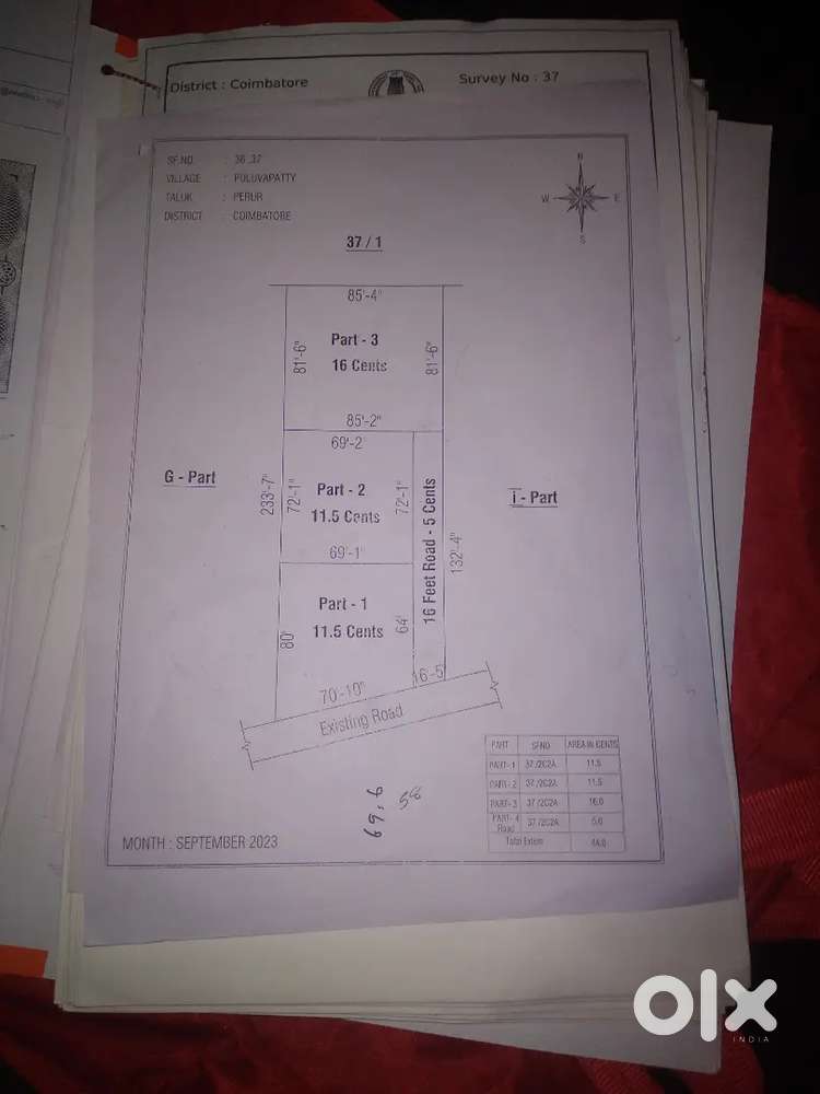 Form land 16,11, cents for sale alandurai