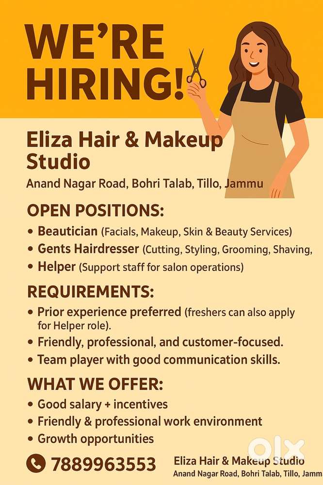 Salon staff required