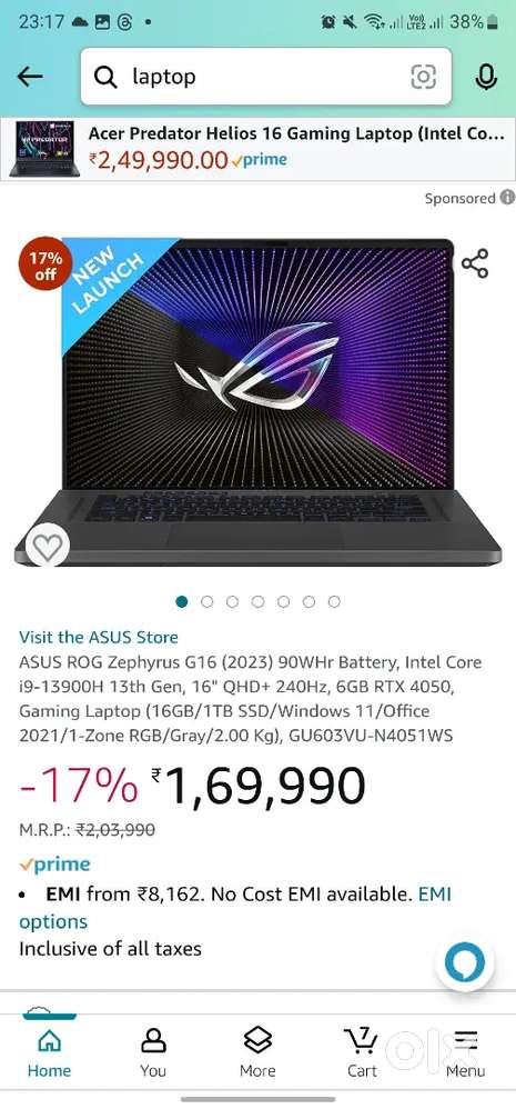 Asus zephyrus G16 , i9 , 4050 GPU