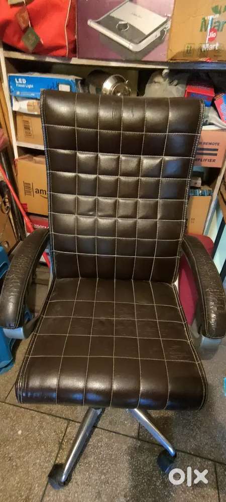 Office Revolving Chair leather brown color