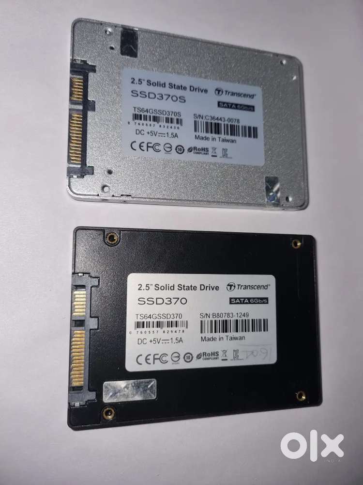 2.5 SSD, solid state drive,  two Transcend 64 GB SSD370 / S
