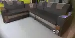 05 Seater L shaped cushion Sofa with wooden Handrests
