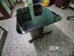 Teak wooden teapoy glass finish