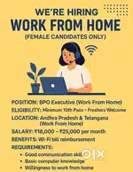 Work From Home BPO Jobs for Women | ₹18K–₹25K + Wi-Fi Bill