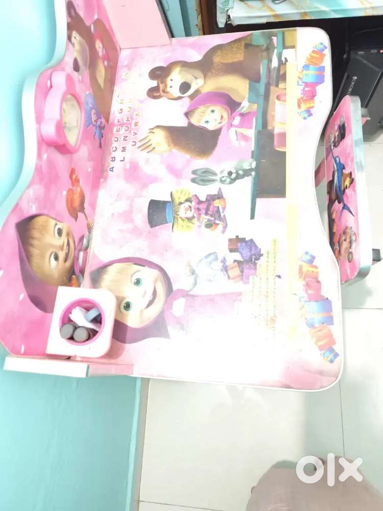 Study table for children with printed cartoon top