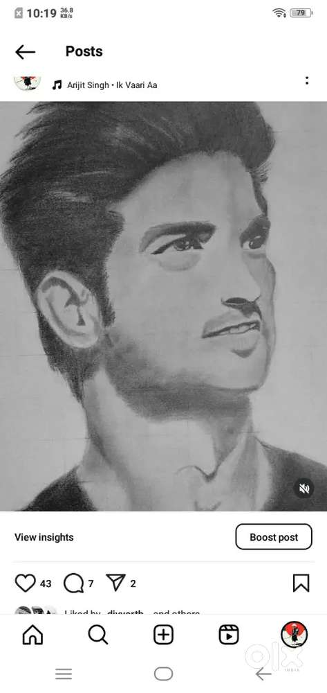 A hand made portrait of sushant Singh rajput