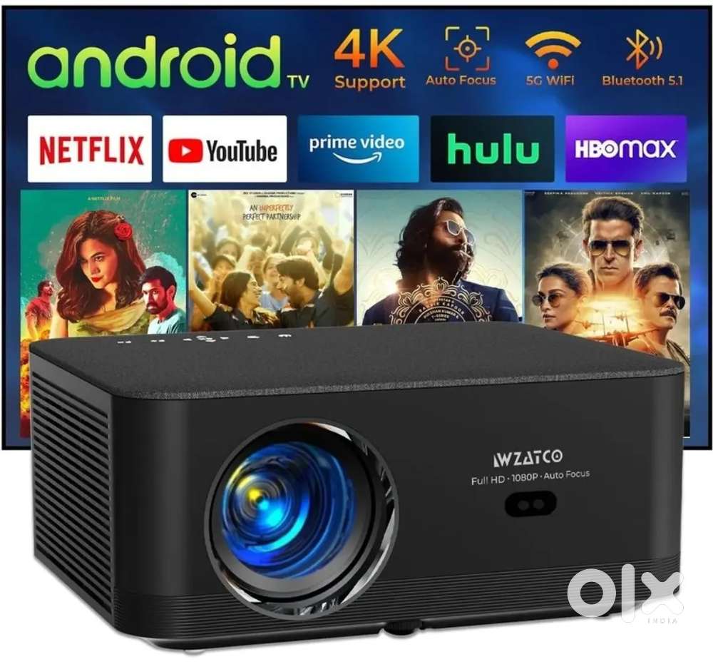 WZATCO NEO FULL HD ANDROID PROJECTOR AND 80 inch ALR SCREEN