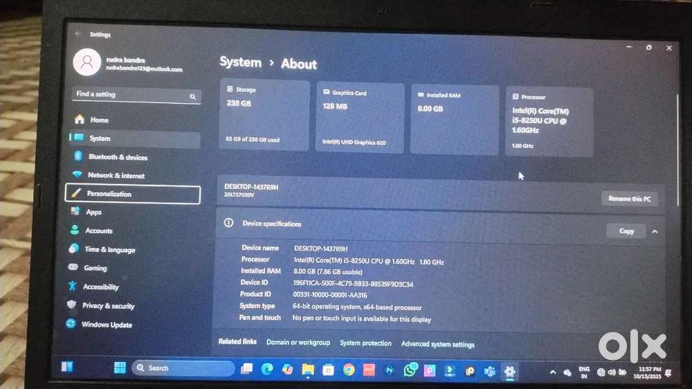 Lenovo thinkpad i5 8gb 256gb good Condition