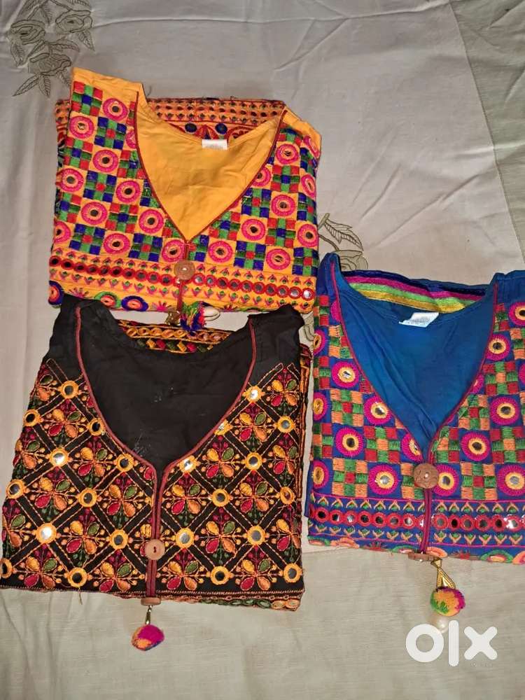 3 nos brand new gujrati embroidery kurtis