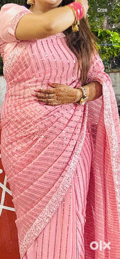 South Indian Dawani Dress Set + Pink Shimmer Sari with Blouse