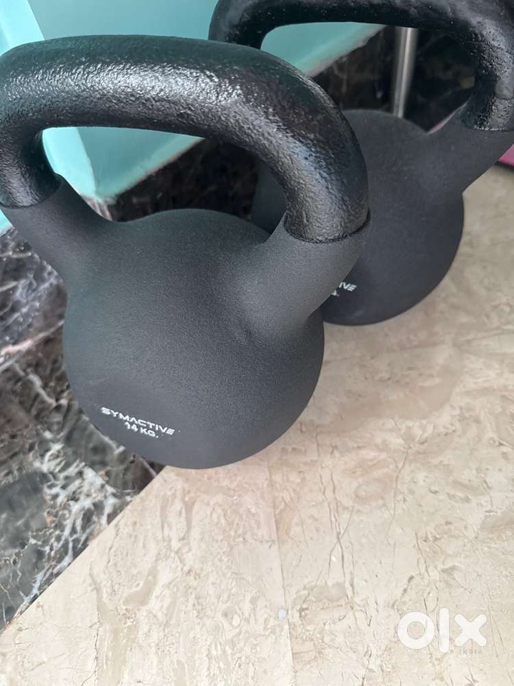 Set of 2-NEW Neoprene Coated Solid Kettlebell for Gym Exercises, 14 Kg