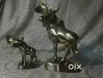Antique pure brass solid very heavy big size mother deer with kid