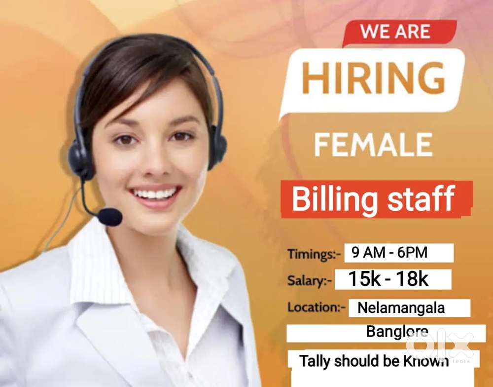 Female Billing staff for showroom