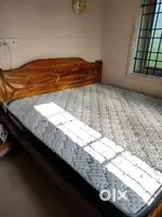 Teak Wood King Size Cot with Latex Bed
