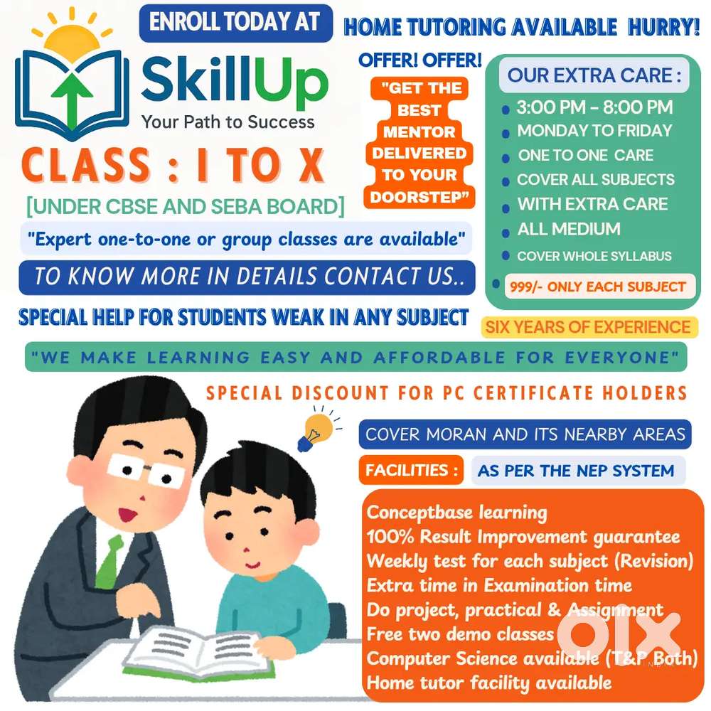 Tuition from Class I - X  Expert Guidance