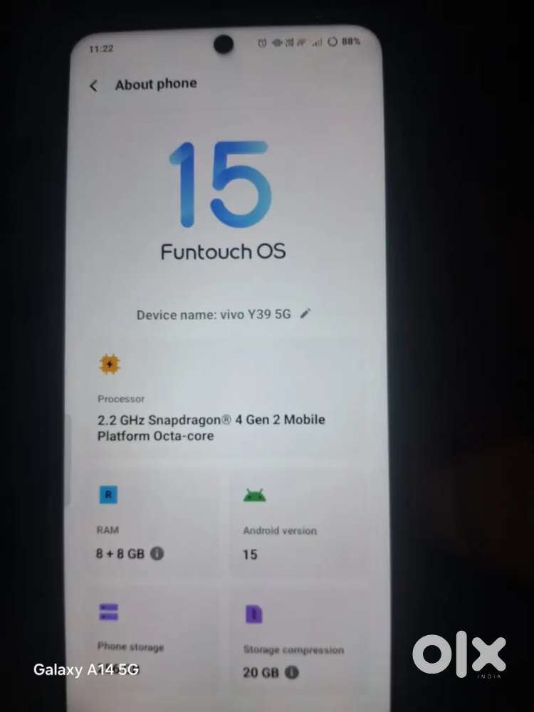 Vivo y39 5g with ok condition with billbox and orginal charger