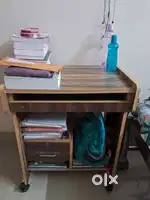 This is a wooden computer table