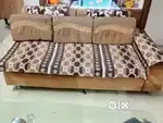 BIG  L TYPE SOFA SET WITH BIG SIZE GLASS TEA POY (centre table)