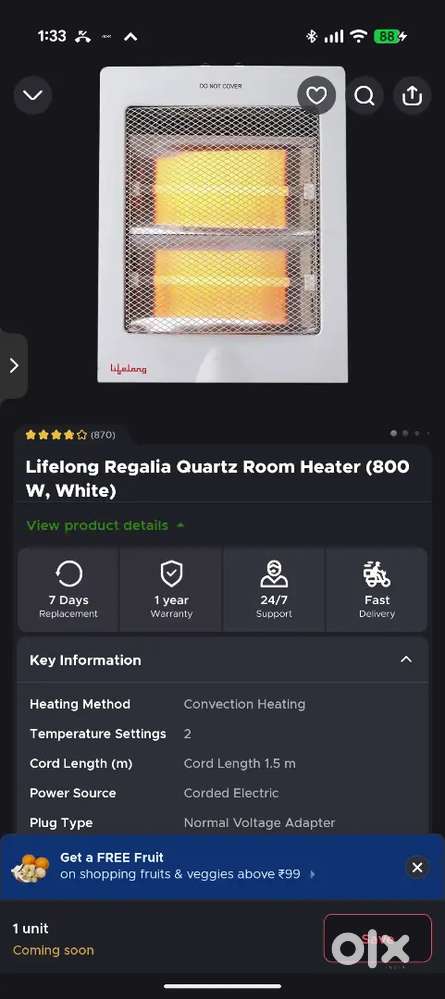 Lifelong Room Heater