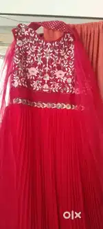 Stunning Red Anarkali Gown with Embroidery & Dupatta – New Piece