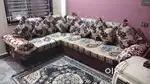Safa L SIZE SOFA, 5 SITTING, GOOD CONDITION WITH COVER