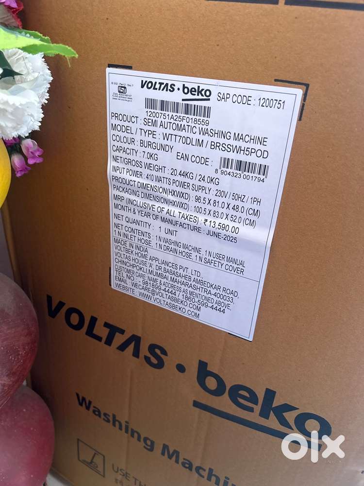 Voltas beko Semi automatic washing