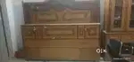 Wooden bed, dressing table, showcase