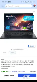 Aspire 7 Intel Core i5 12th Gen 12450H - (16 GB/512 GB SSD/Windows 11