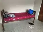 Single bed teak wood 6.5ft with mattress