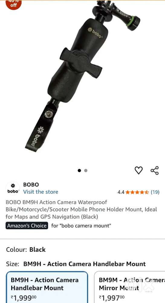 Bobo camera holder for motorcycle