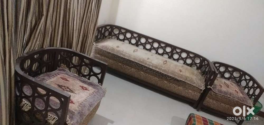 3*2 wooden sofa and bed, seti , metress