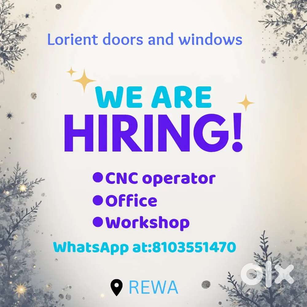 Office +workshop+cnc router operator (optional)