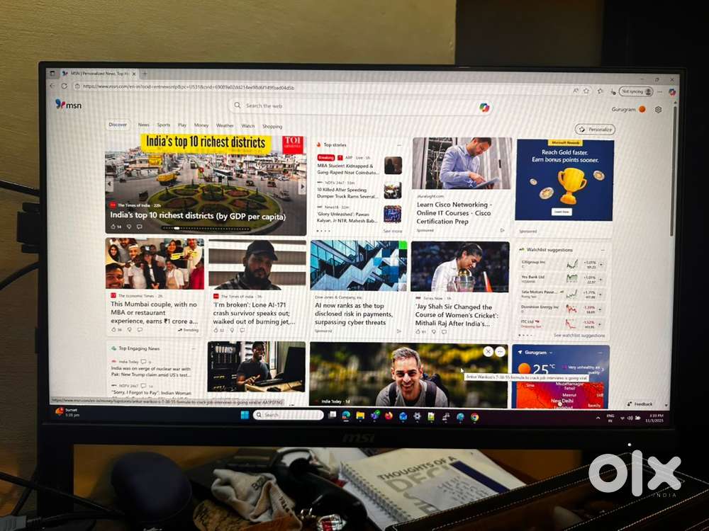 MSI monitor for sale - 24 inch, 60 Hertz refresh rate.